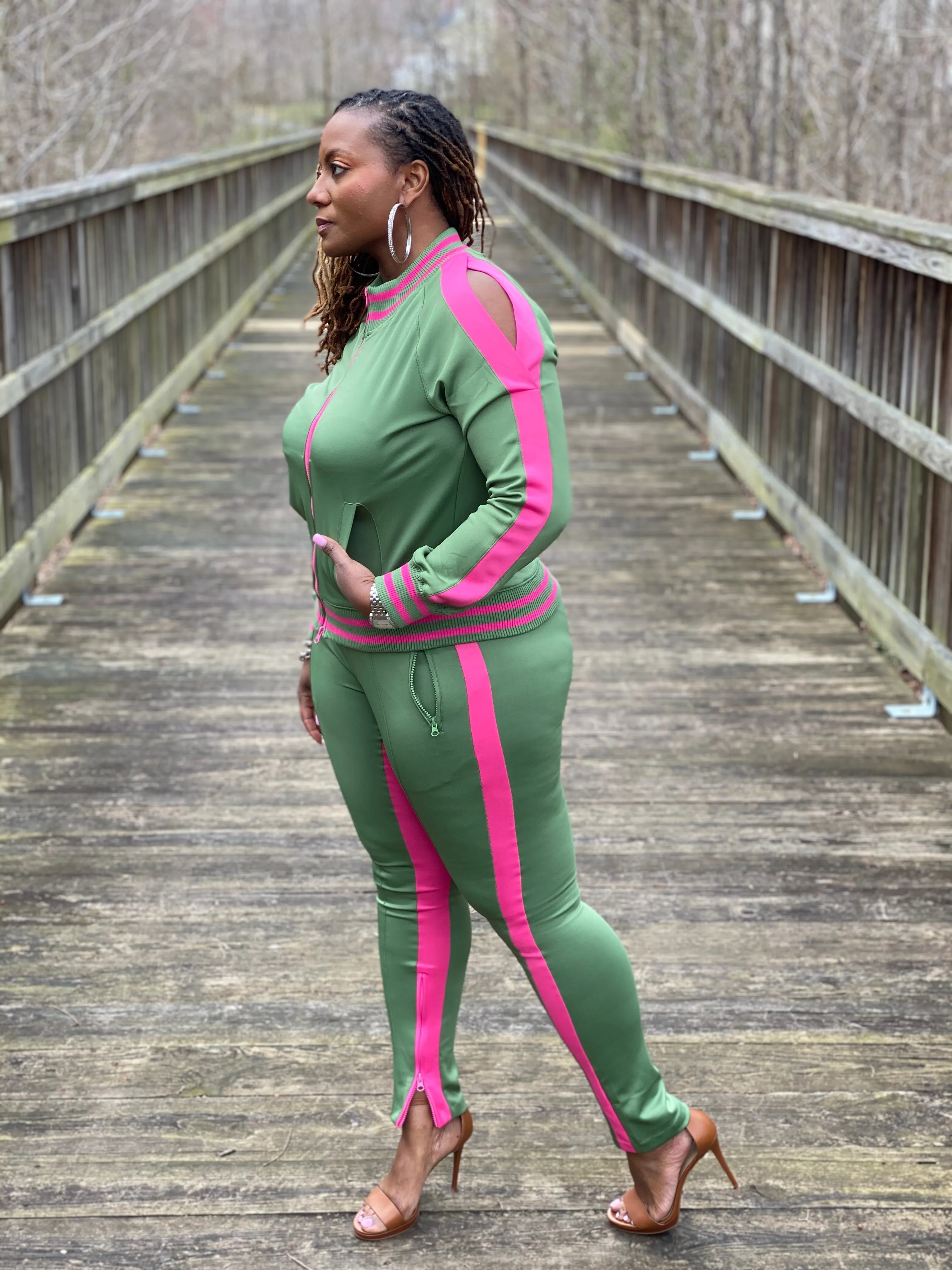 Cold Shoulder Track Suit