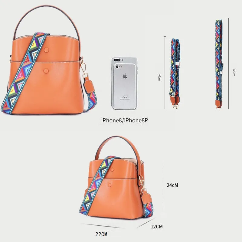 Contrast Color Widen Shoulder Strap Handbag