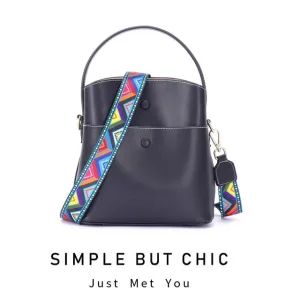Contrast Color Widen Shoulder Strap Handbag