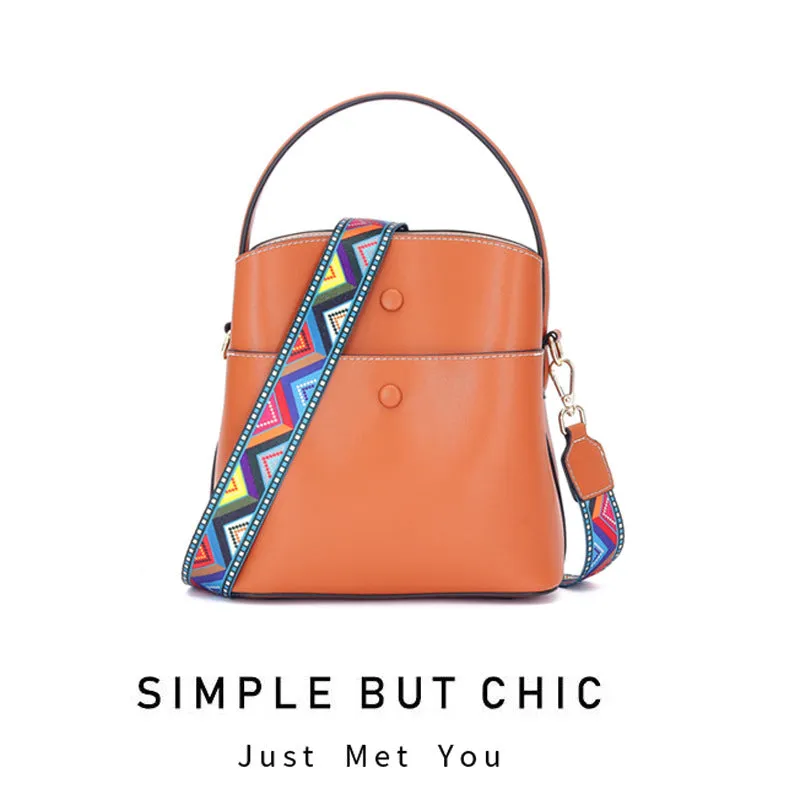 Contrast Color Widen Shoulder Strap Handbag