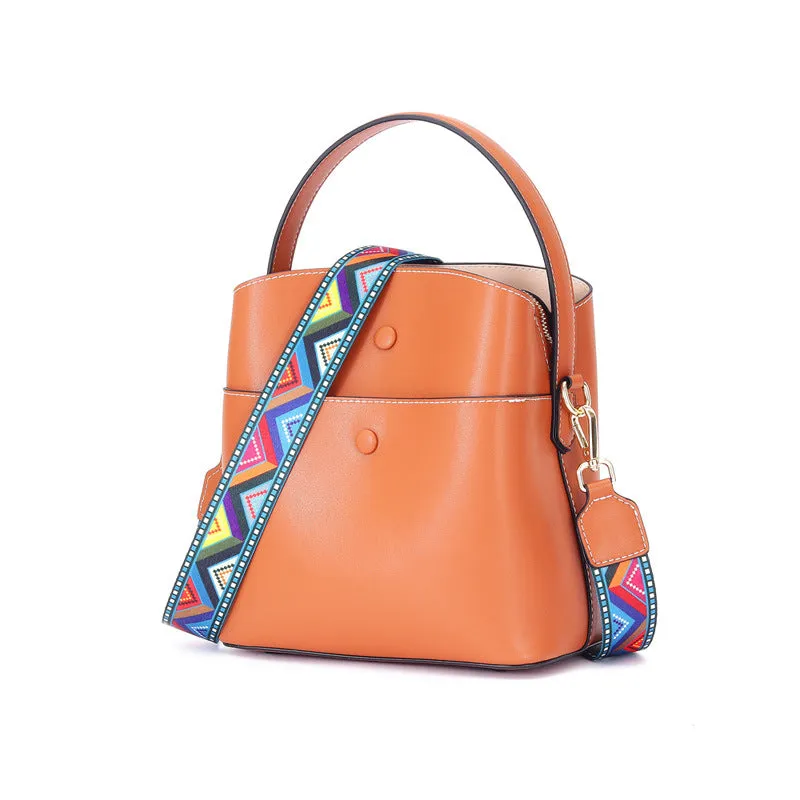Contrast Color Widen Shoulder Strap Handbag