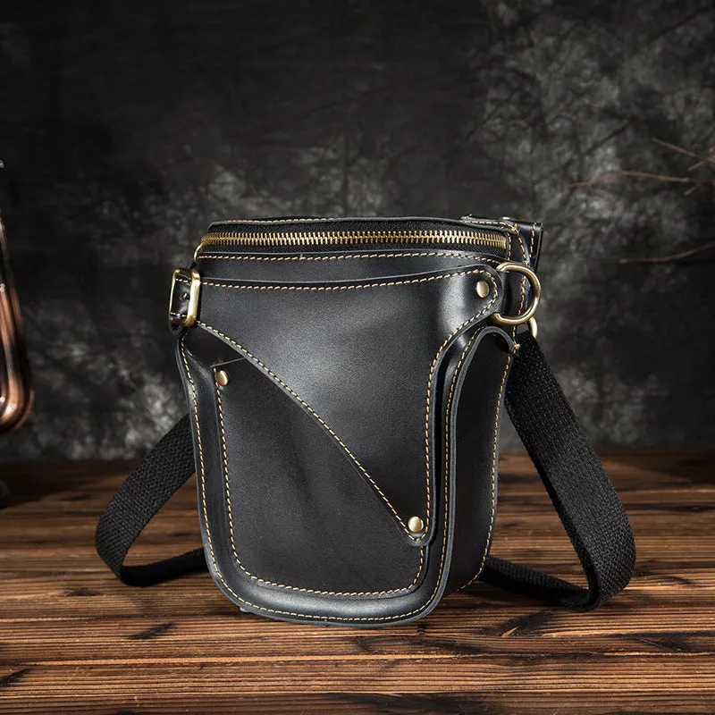 Crazy Horse Leather Small  Drop Leg Bag