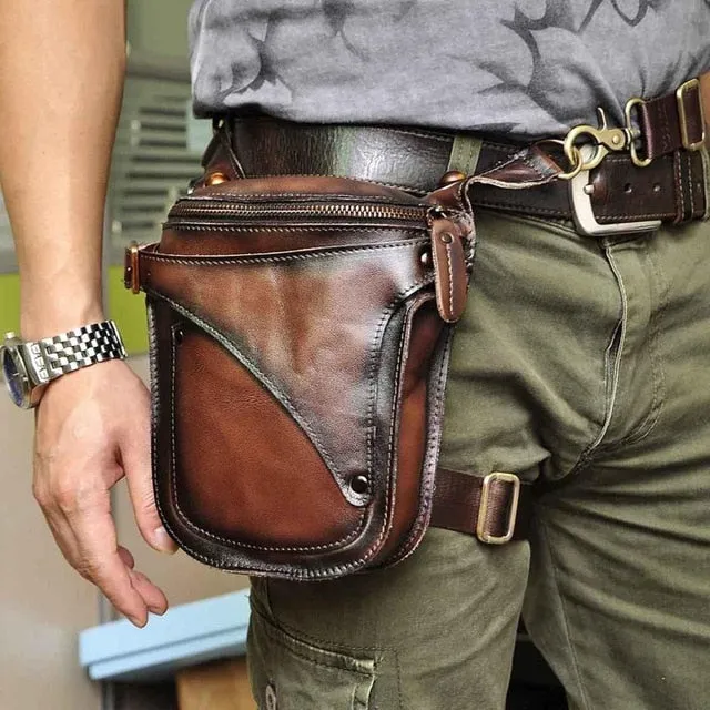 Crazy Horse Leather Small  Drop Leg Bag