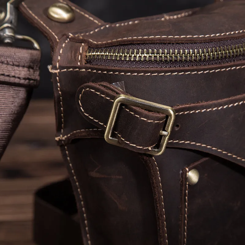 Crazy Horse Leather Small  Drop Leg Bag