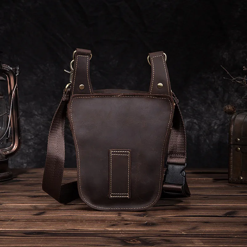 Crazy Horse Leather Small  Drop Leg Bag