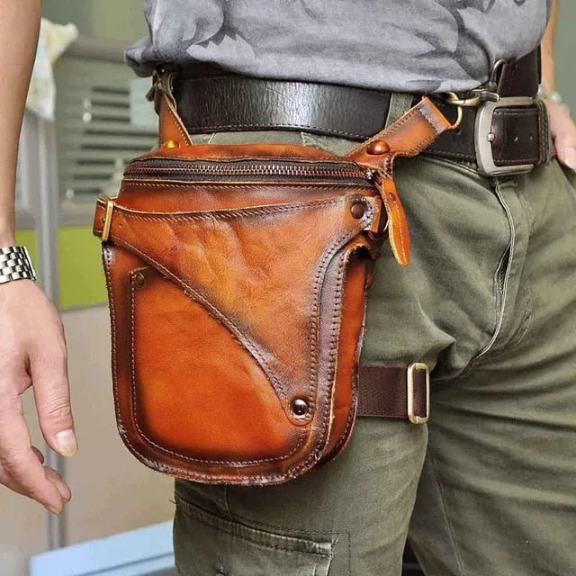 Crazy Horse Leather Small  Drop Leg Bag