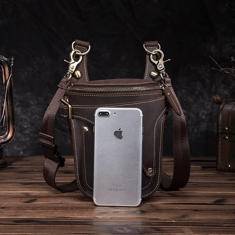 Crazy Horse Leather Small  Drop Leg Bag
