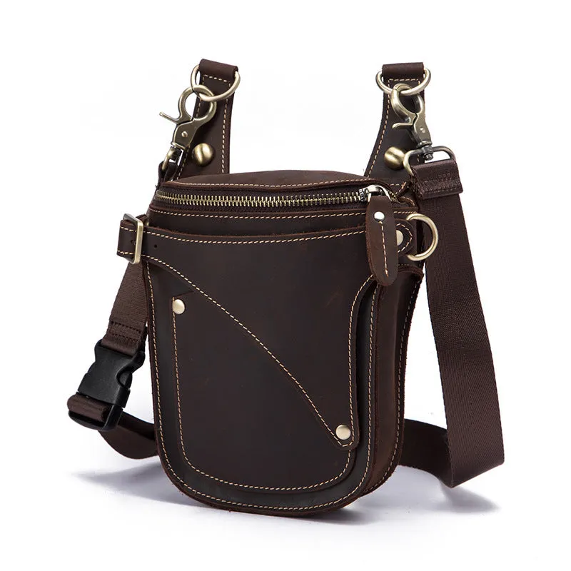 Crazy Horse Leather Small  Drop Leg Bag
