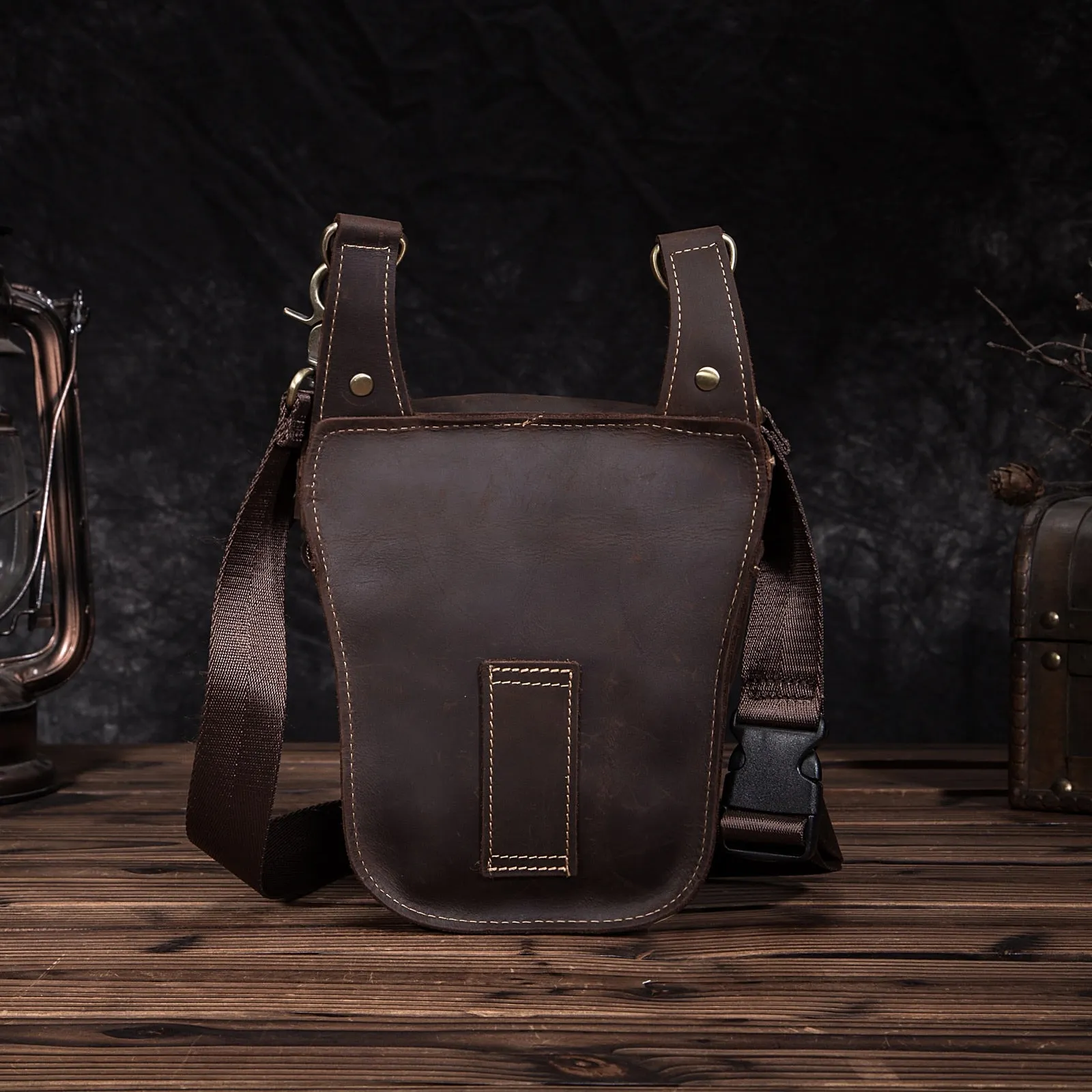 Crazy Horse Leather Small  Drop Leg Bag