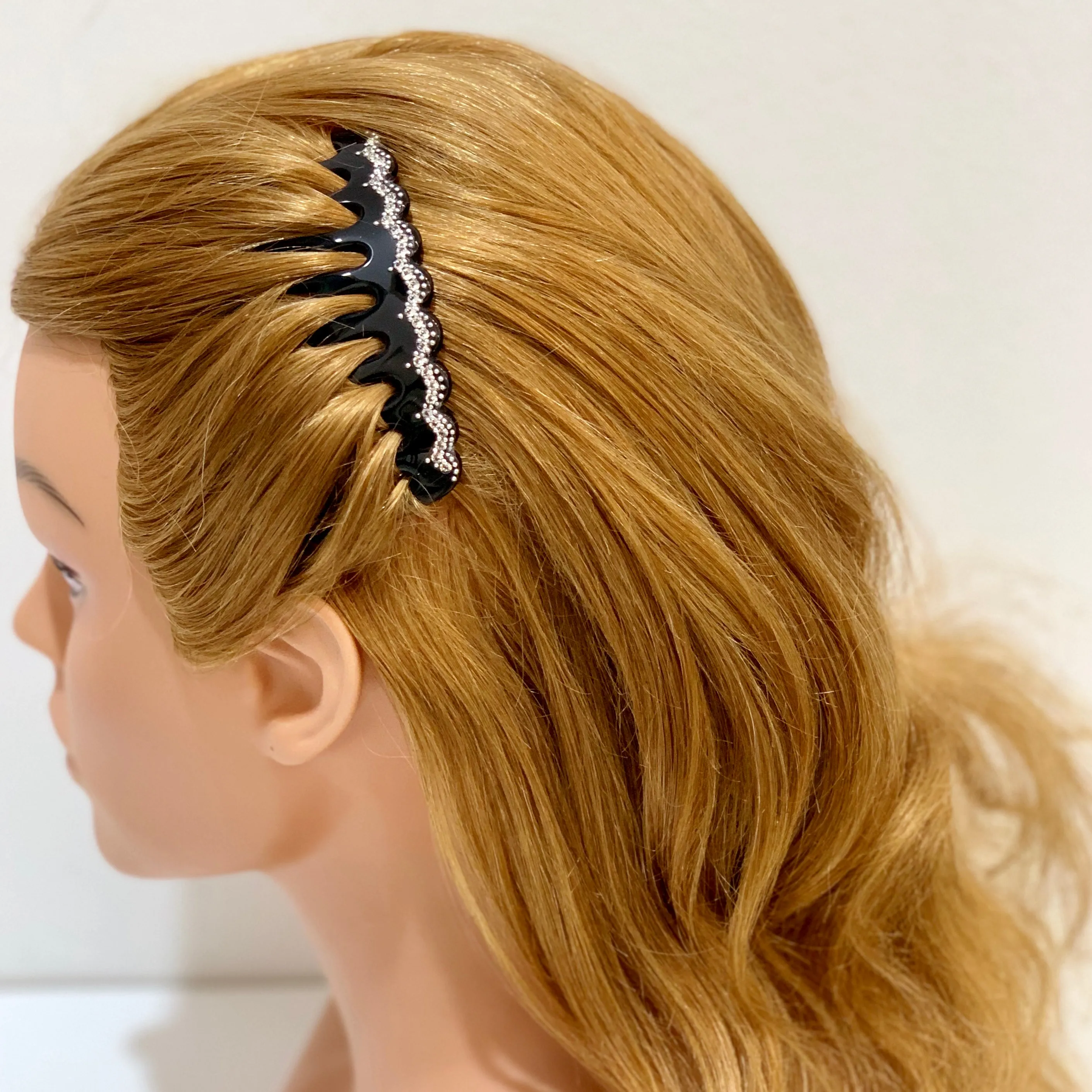 Crystal Arcade Medium Black Side Comb