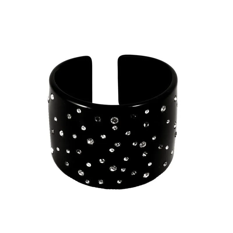 Crystal Medium Black Cuff Bracelet