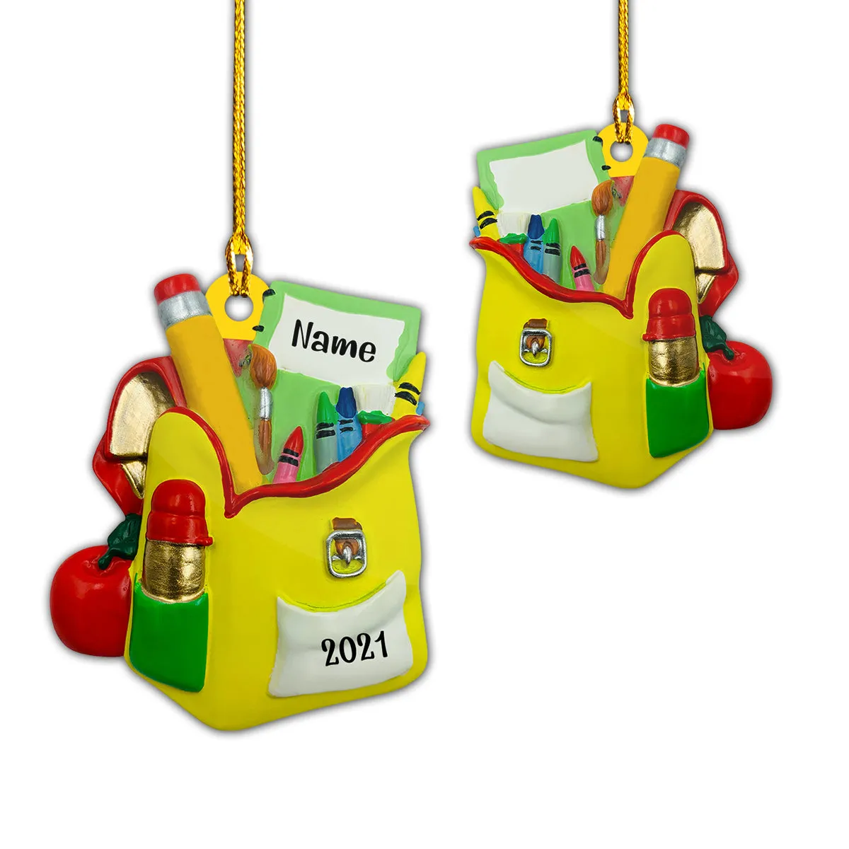 Custom Shaped Ornament - School Bag - Nt168 - Loop - Ct235