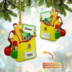 Custom Shaped Ornament - School Bag - Nt168 - Loop - Ct235