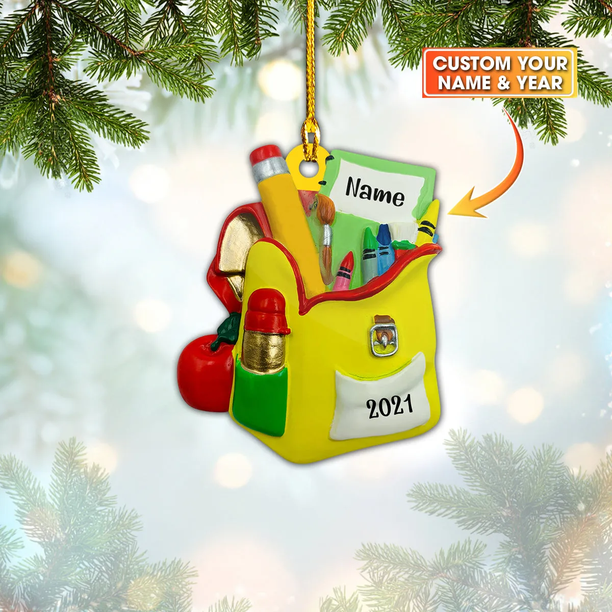 Custom Shaped Ornament - School Bag - Nt168 - Loop - Ct235
