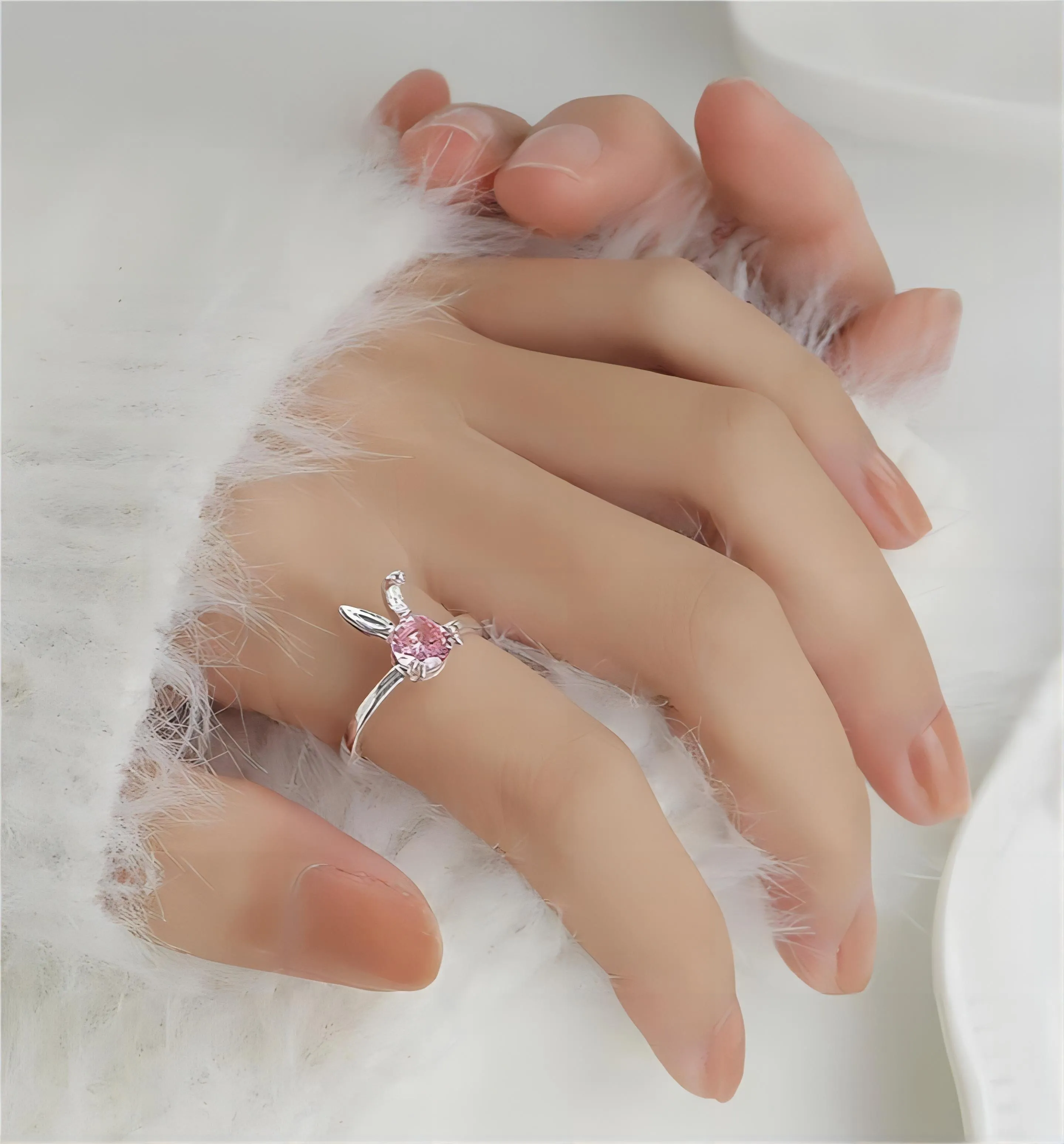 Cute Crystal Rabbit Ring