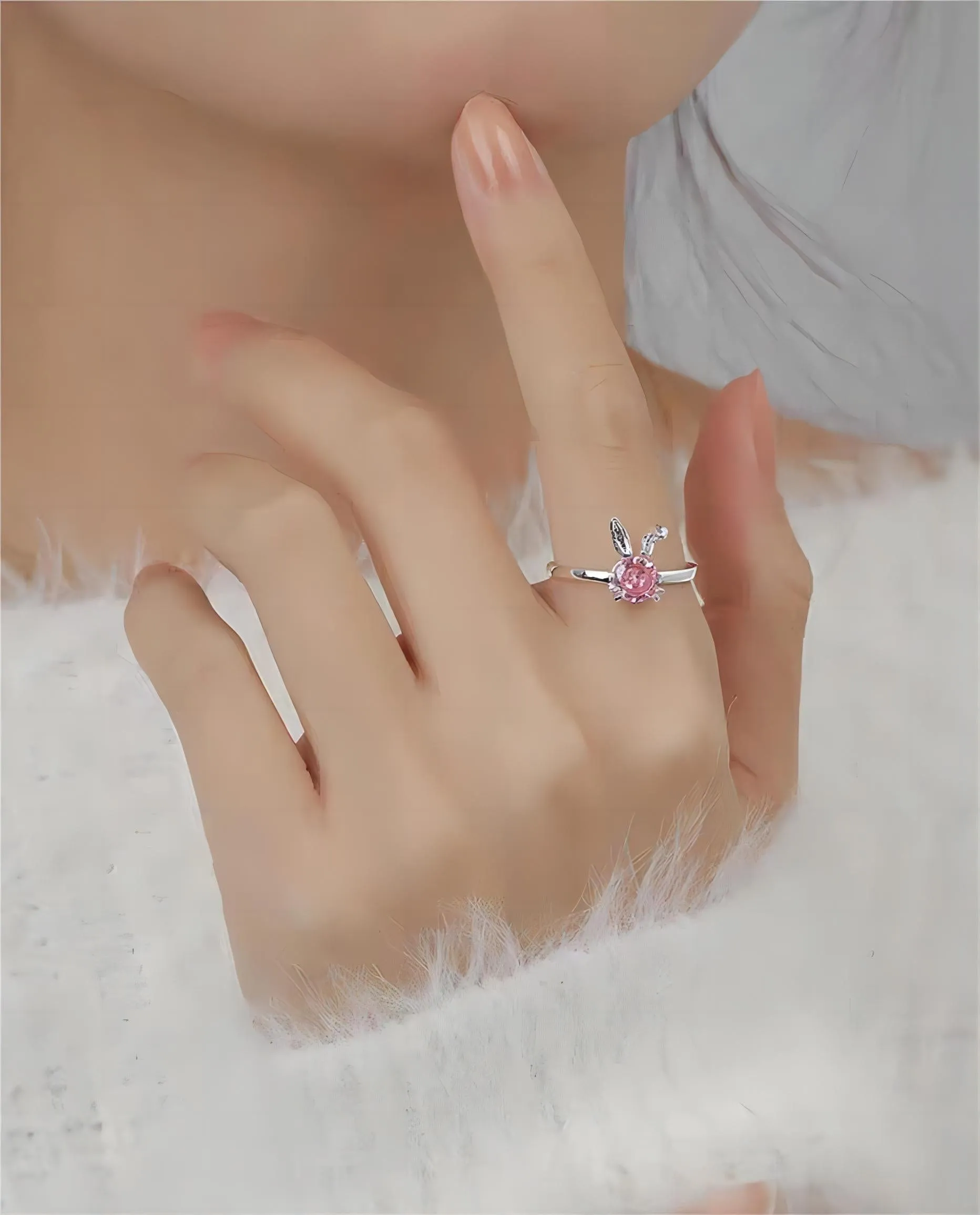 Cute Crystal Rabbit Ring