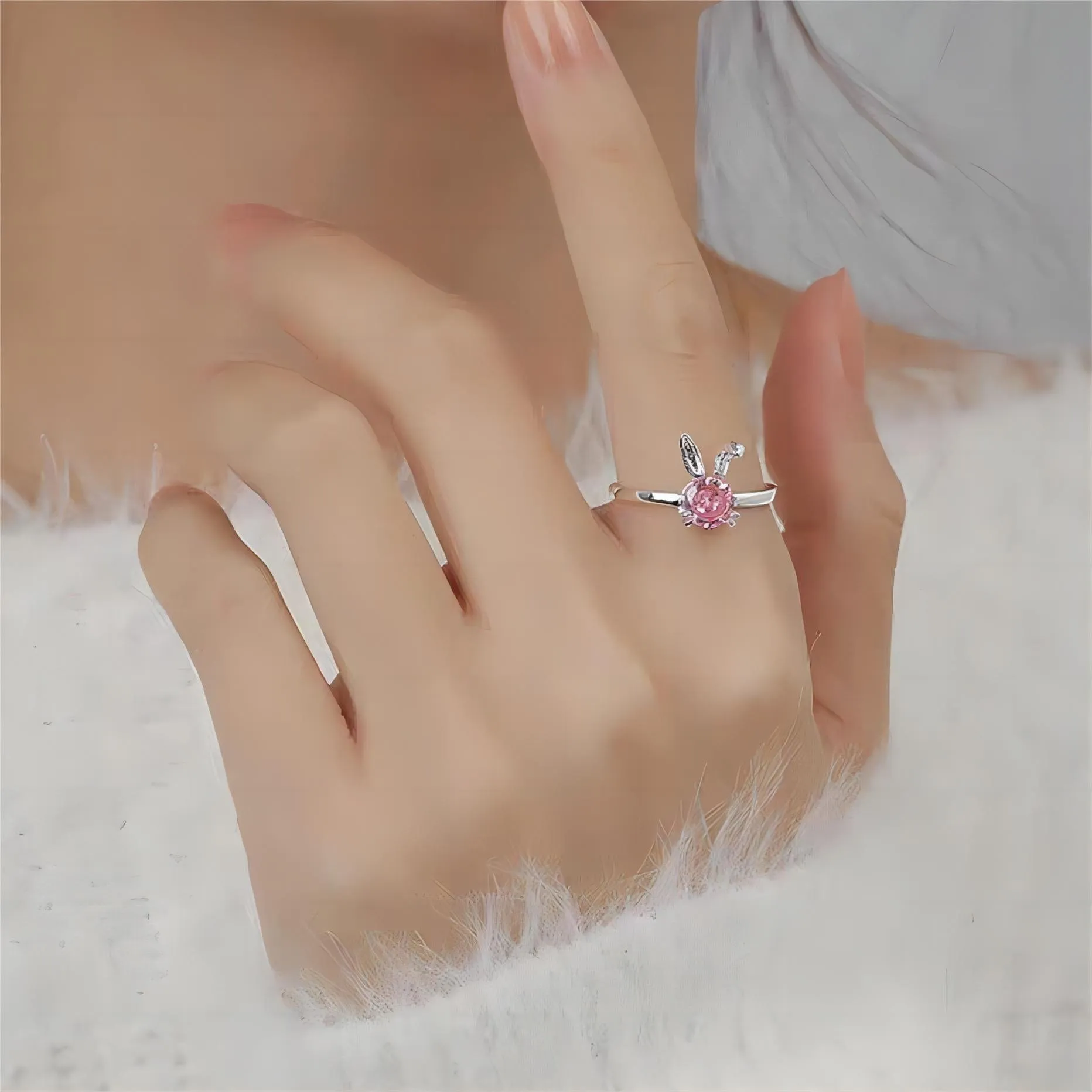 Cute Crystal Rabbit Ring