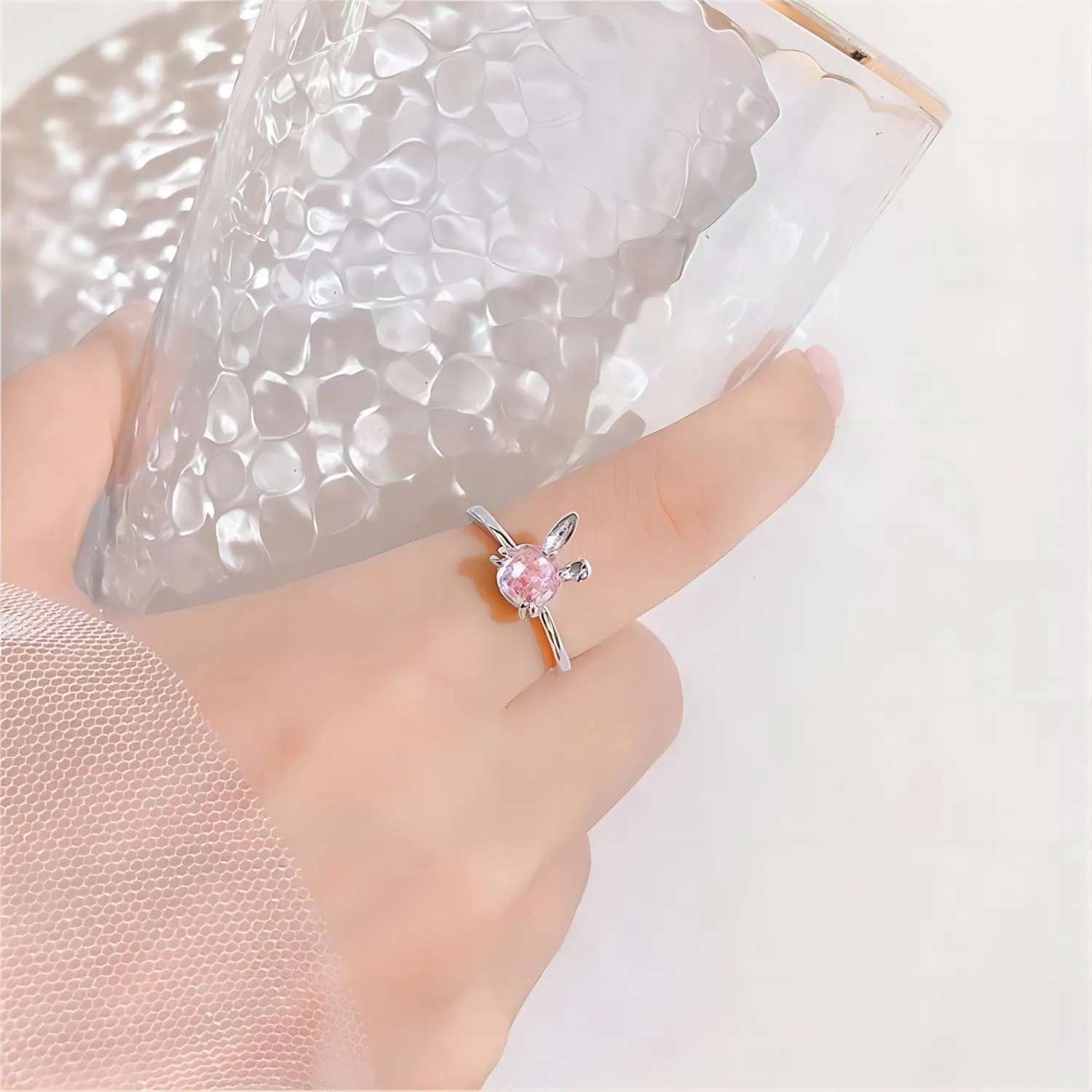 Cute Crystal Rabbit Ring