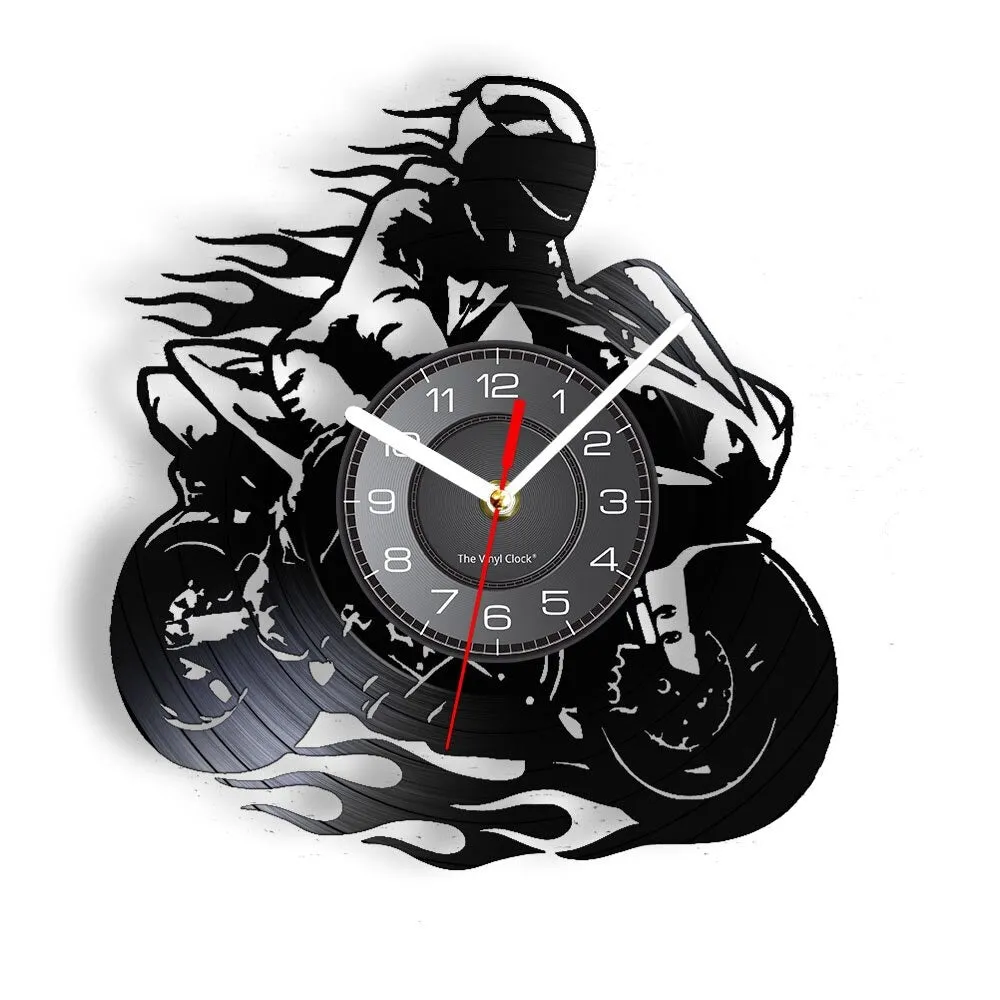 Cycolinks Professional Motorbike Rider Vinyl Clock