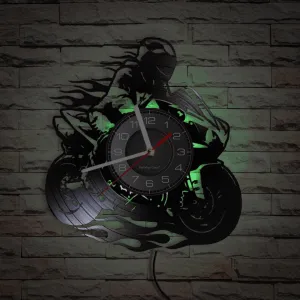 Cycolinks Professional Motorbike Rider Vinyl Clock