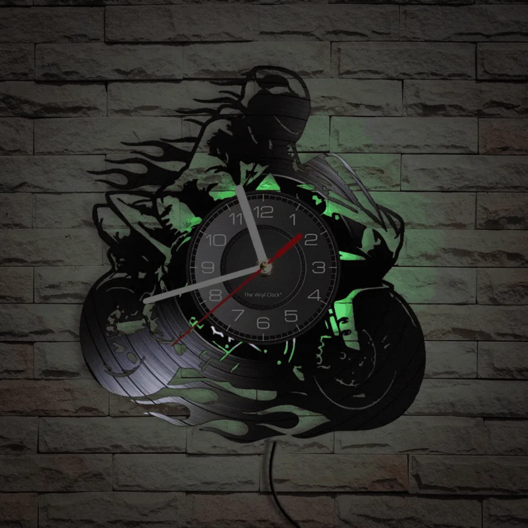 Cycolinks Professional Motorbike Rider Vinyl Clock