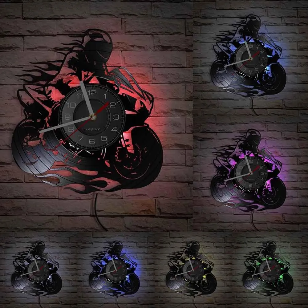 Cycolinks Professional Motorbike Rider Vinyl Clock
