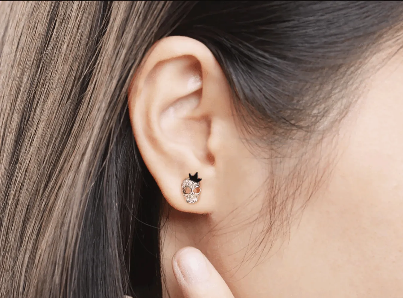 Cycolinks Skull Crown 18k Gold-plated Zircon Earrings