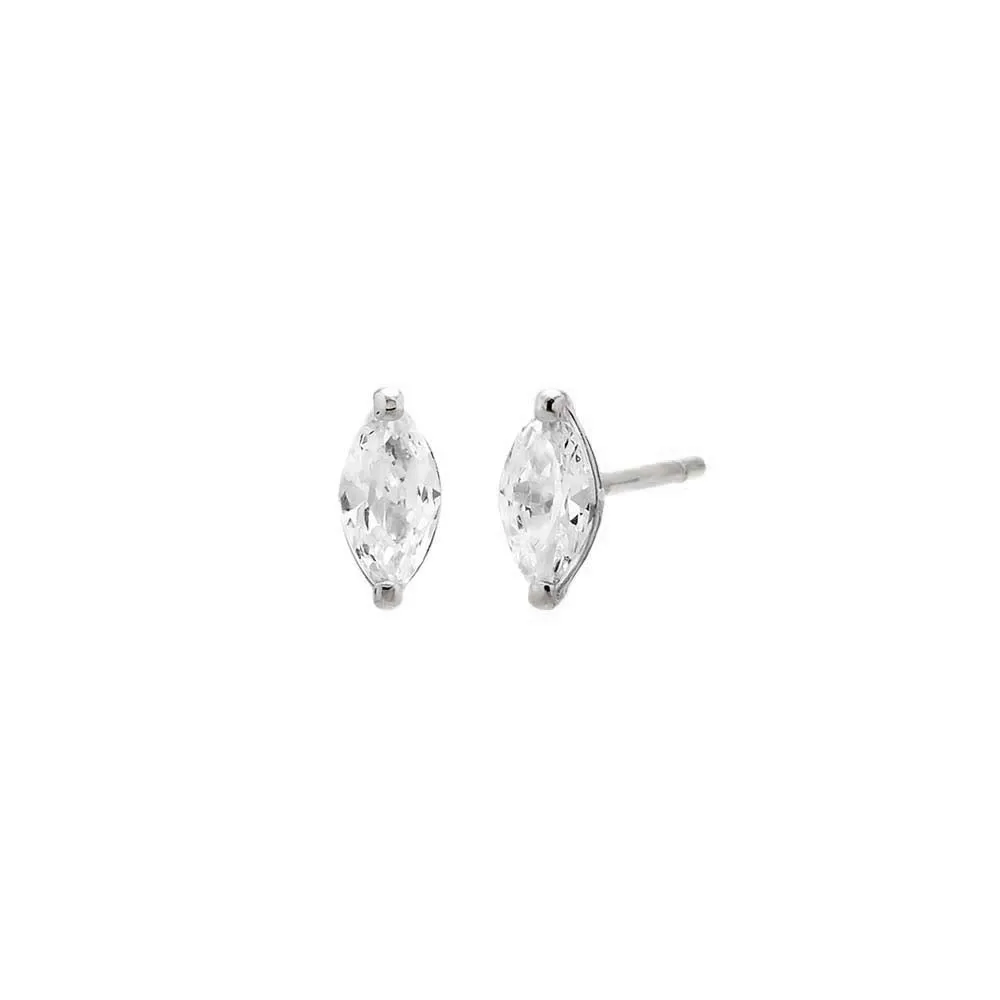 CZ Marquise Shape Stud Earring 14K