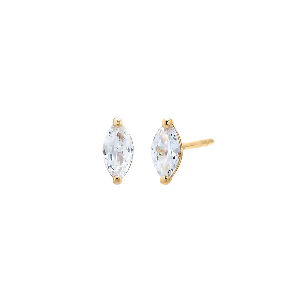 CZ Marquise Shape Stud Earring 14K