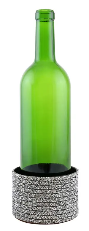 (D) Decorated Wine Coaster, Crystal Strips, Wine Bottle Holder