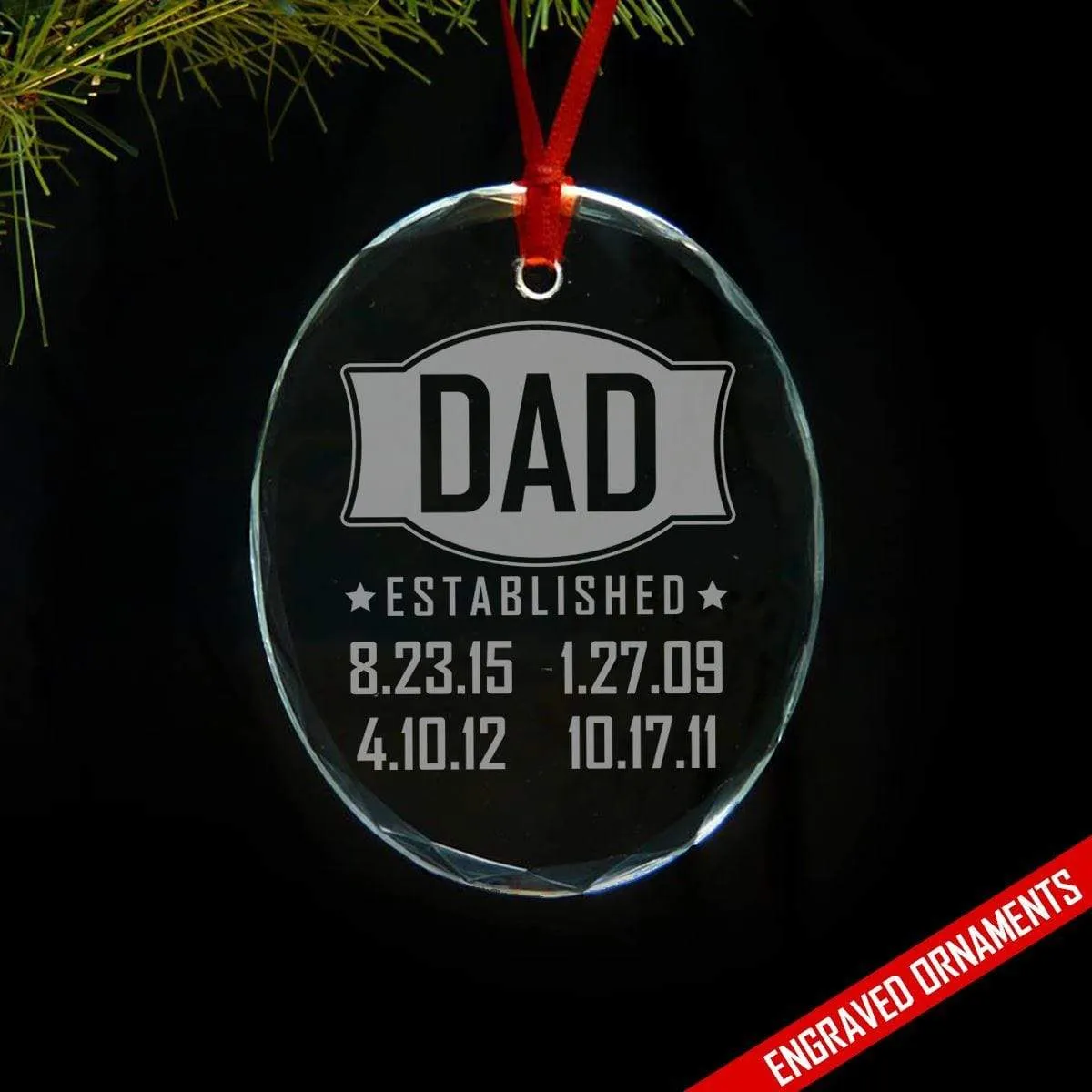 Dad Established PERSONALIZED Engraved Glass Ornament