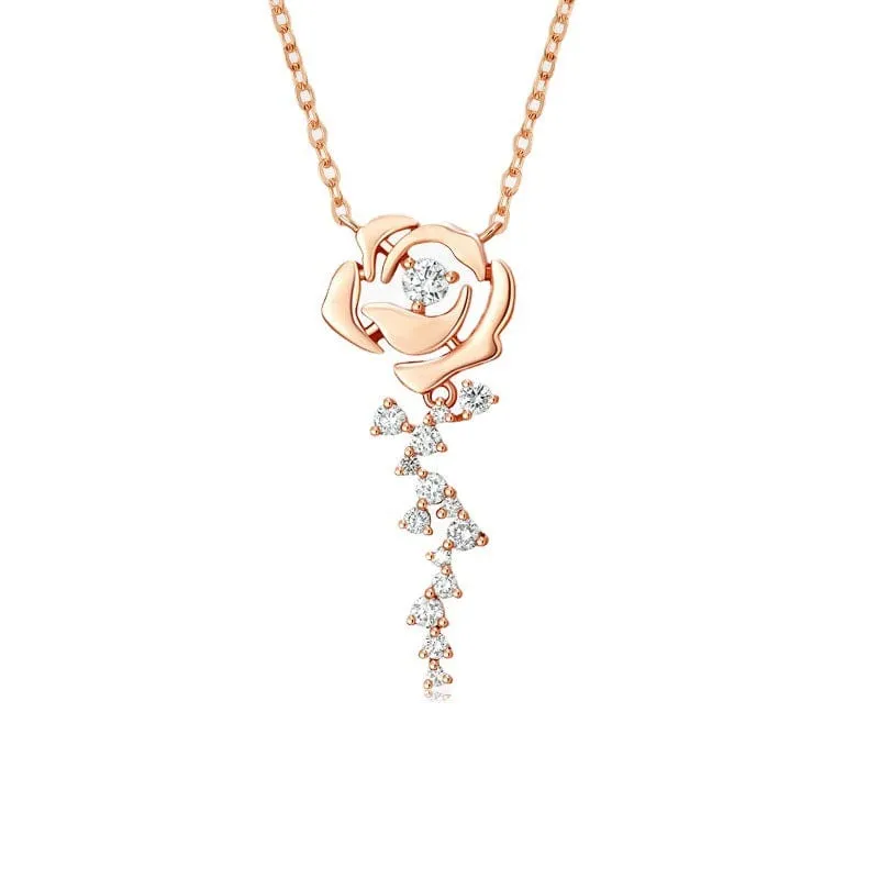 Dainty CZ Inlaid Rose Necklace