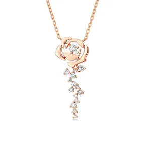 Dainty CZ Inlaid Rose Necklace