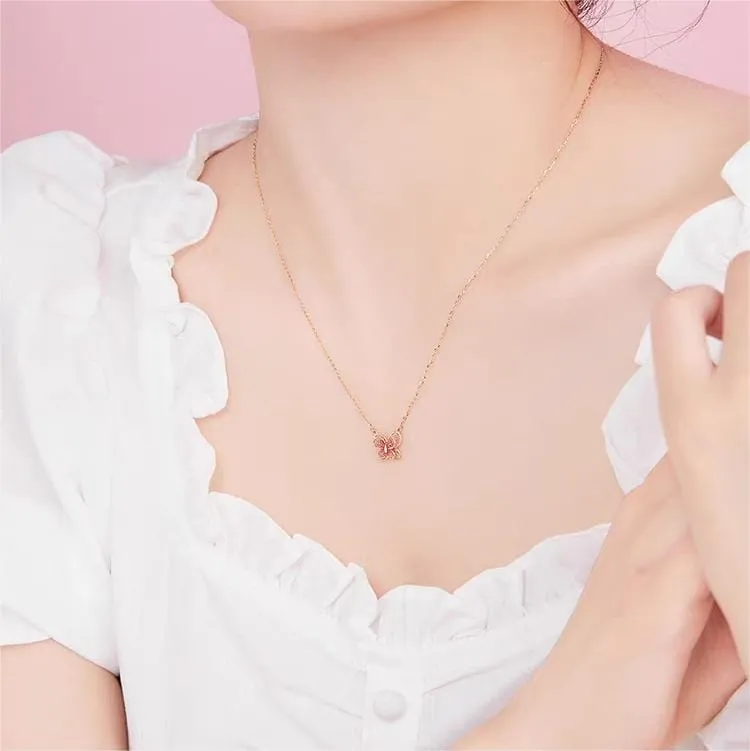 Dainty Enamel Filigree Inlay Butterfly Necklace
