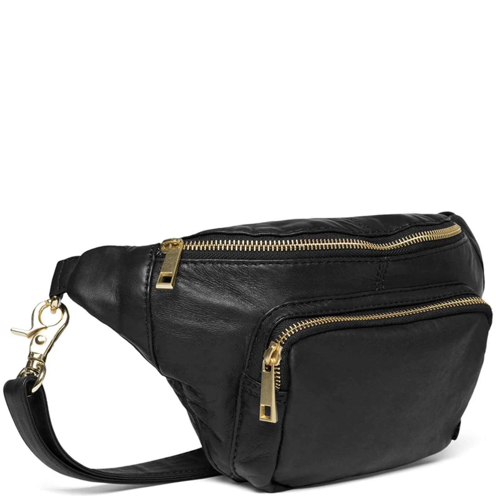 Depeche Black Leather Bumbag/Sling Bag