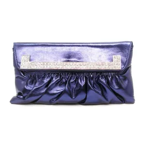 Designer inspired navy Silver Rhinestones Evening Party Wrist Handbag Bag