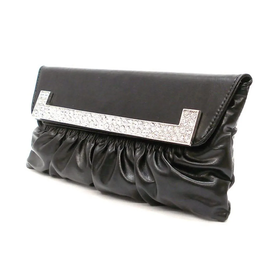 Designer inspired navy Silver Rhinestones Evening Party Wrist Handbag Bag