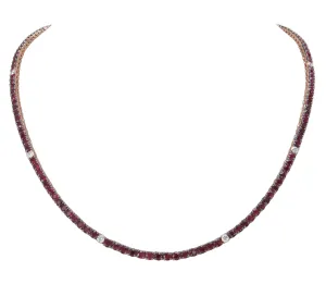 Diamond & Ruby Tennis Riviera Statement Necklace 10.98ct t.w.