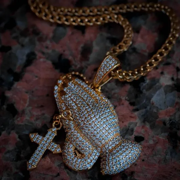 Diamond Praying Hands Necklace