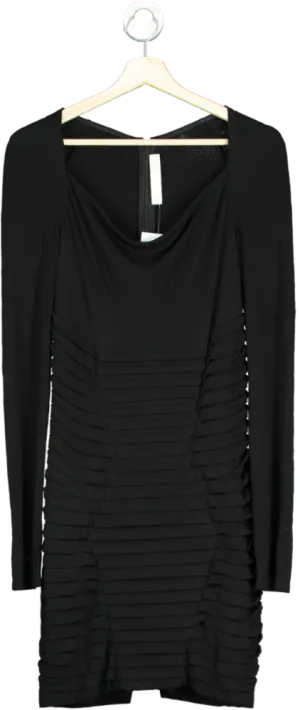 Dion Lee Black Draped Long Sleeve Dress UK 10