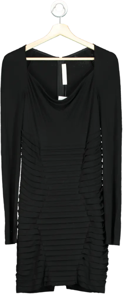 Dion Lee Black Draped Long Sleeve Dress UK 10
