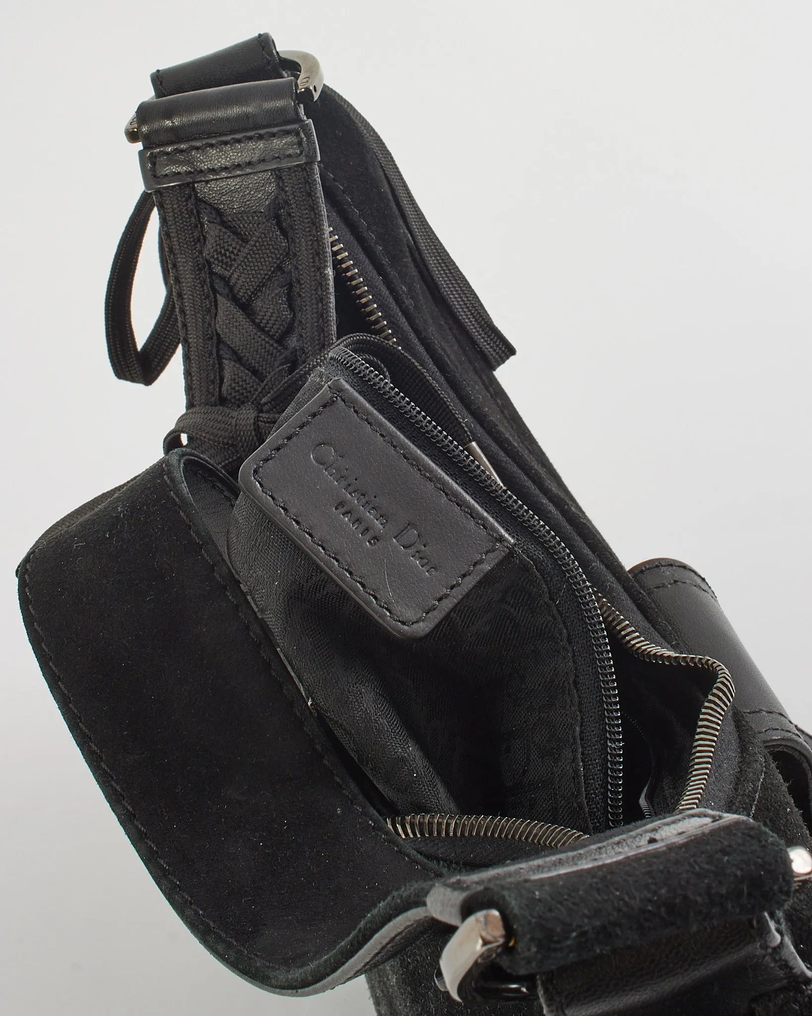 Dior Black Suede Corset Shoulder Bag