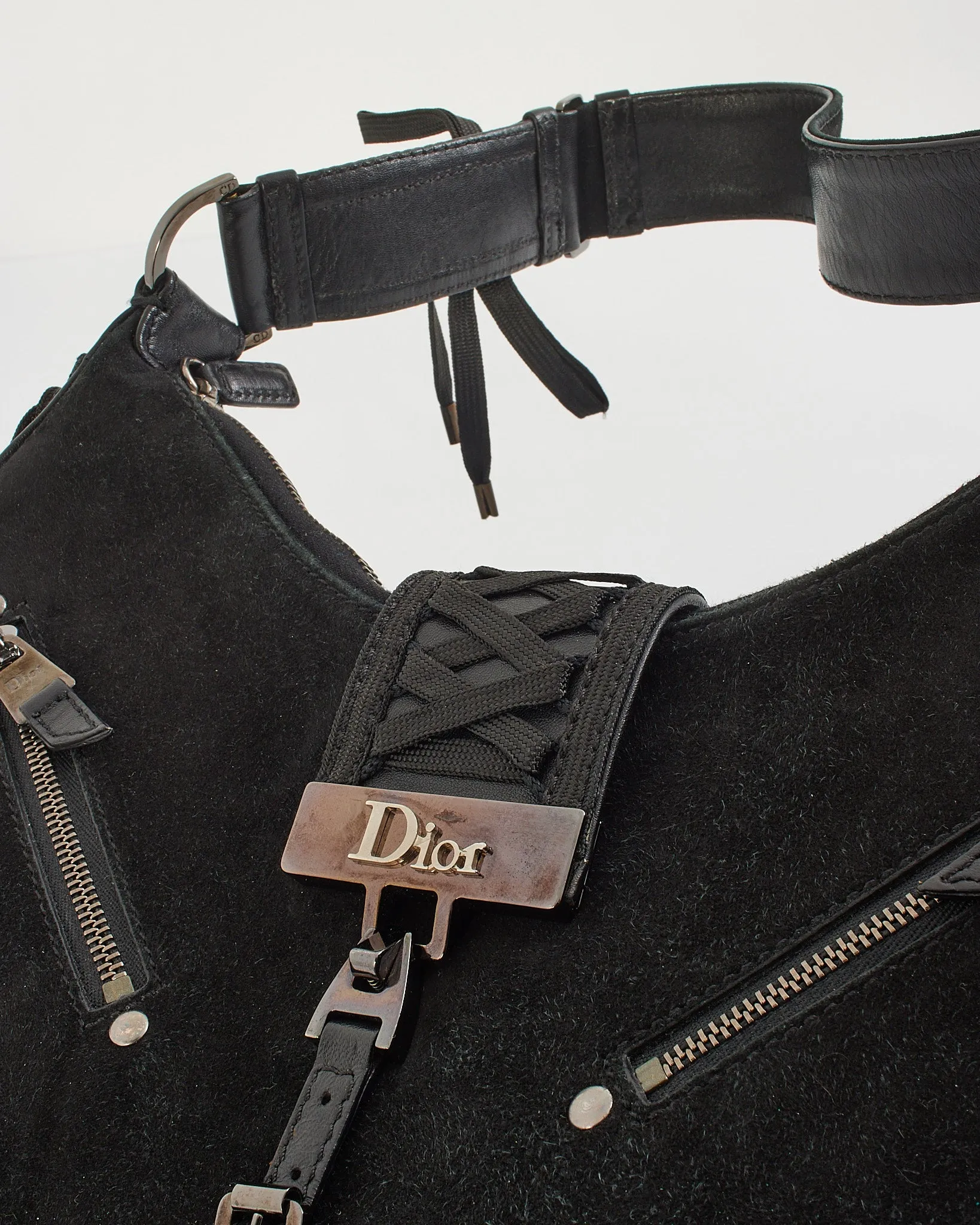 Dior Black Suede Corset Shoulder Bag