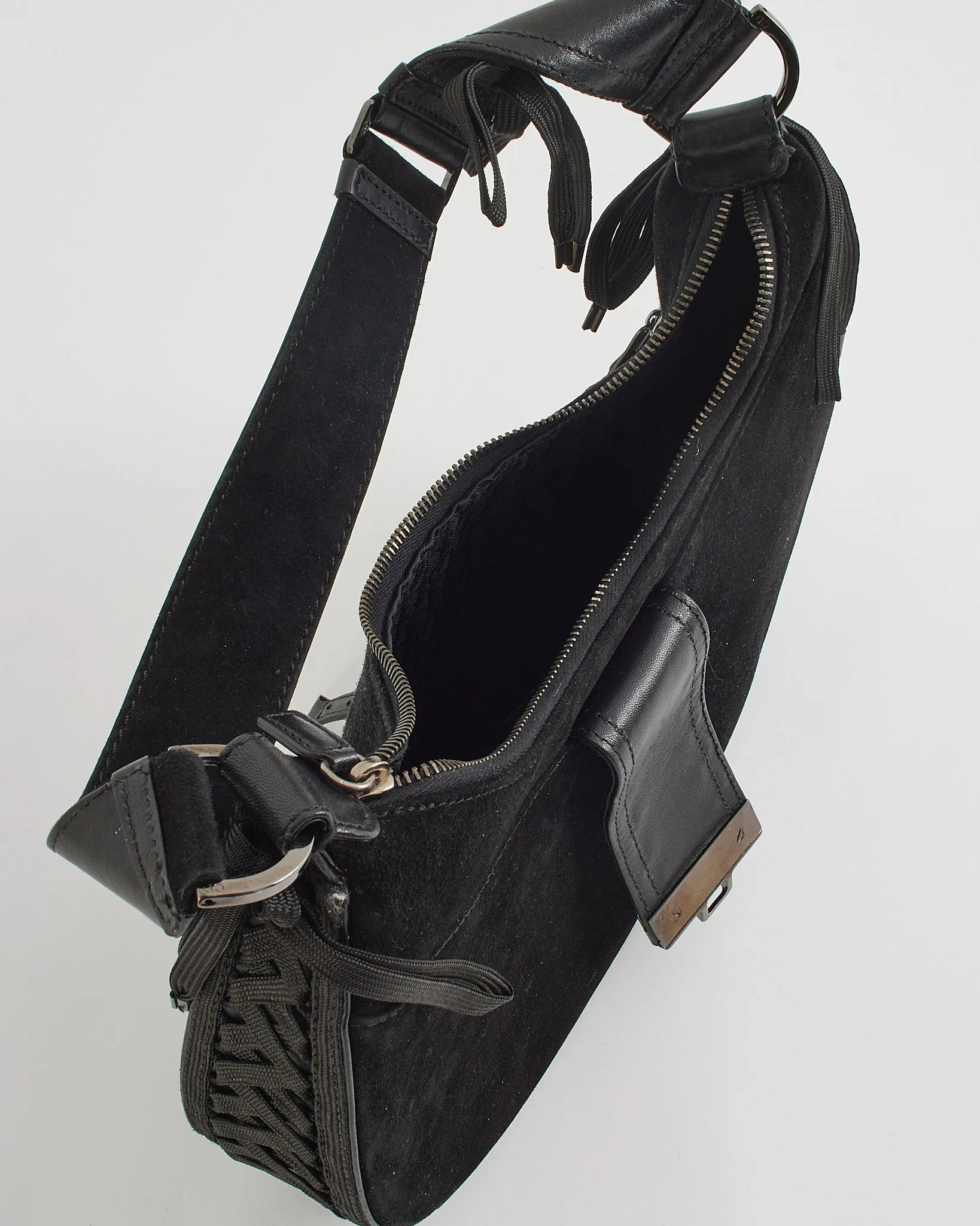 Dior Black Suede Corset Shoulder Bag