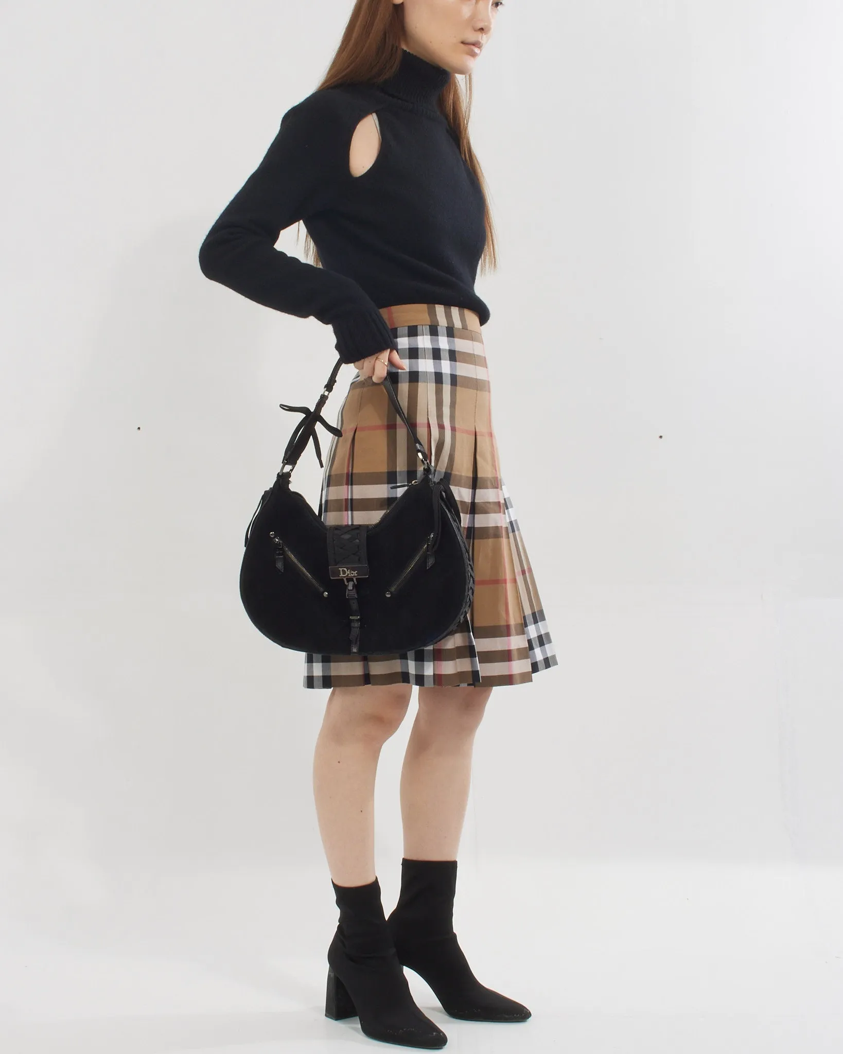Dior Black Suede Corset Shoulder Bag