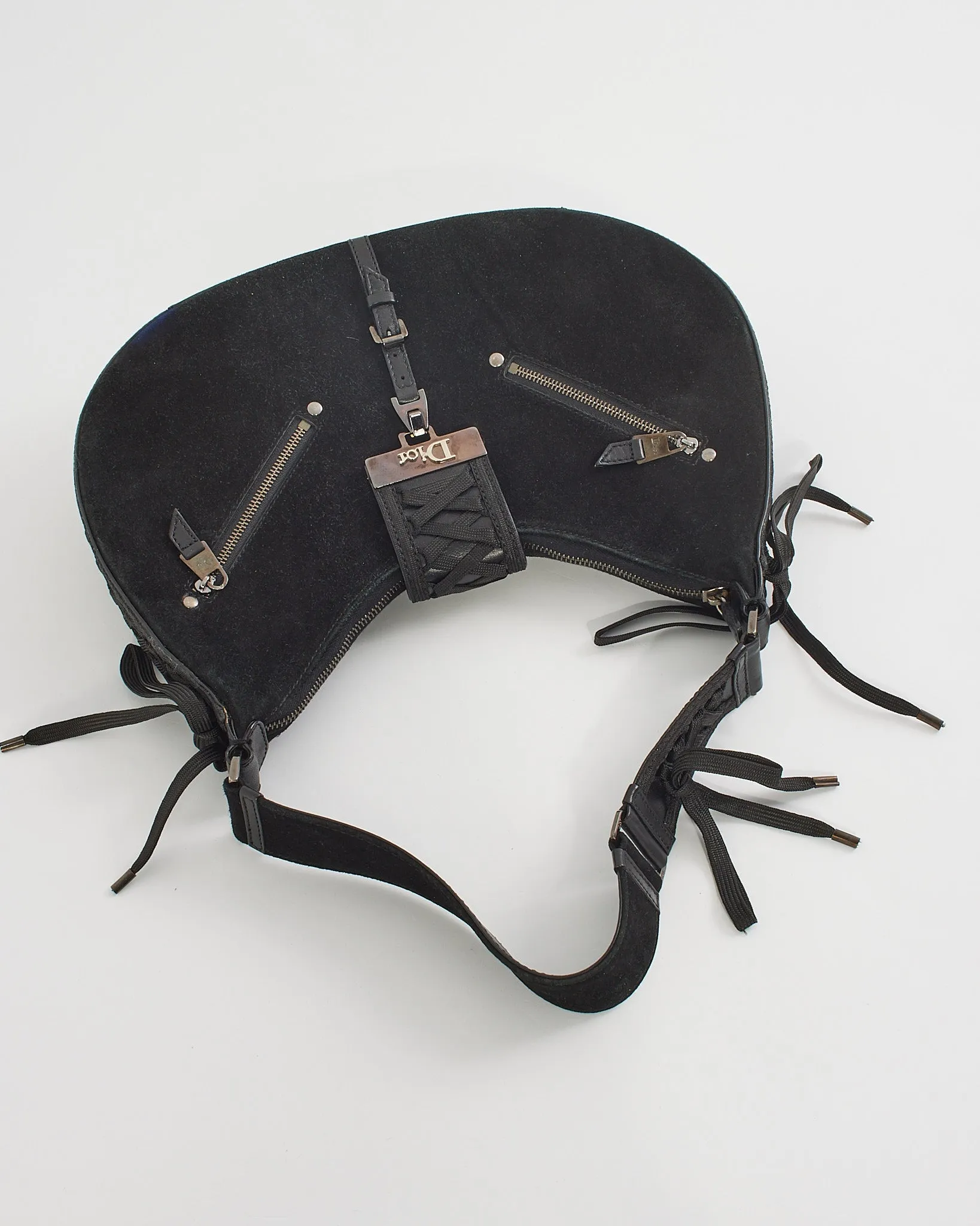 Dior Black Suede Corset Shoulder Bag