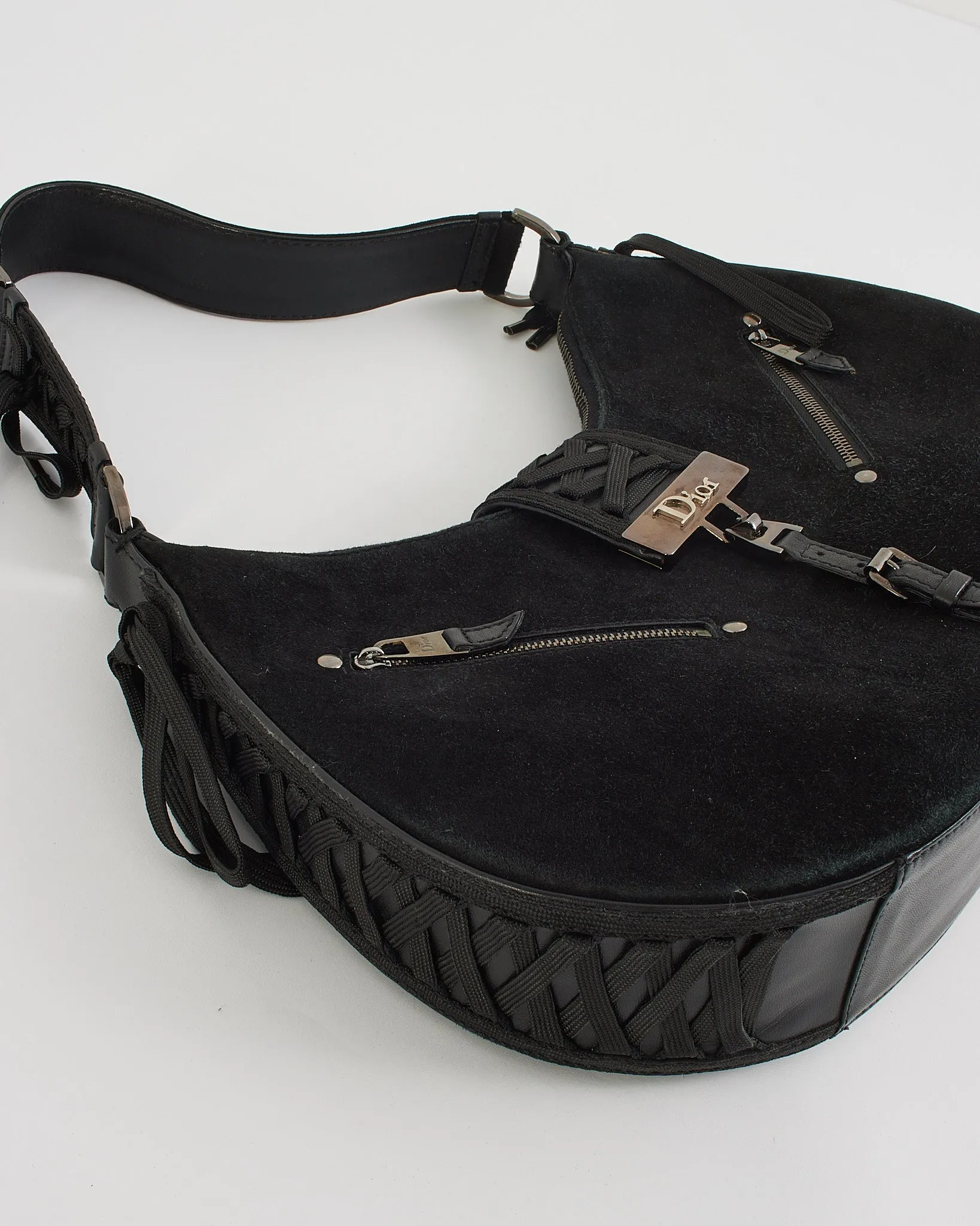 Dior Black Suede Corset Shoulder Bag