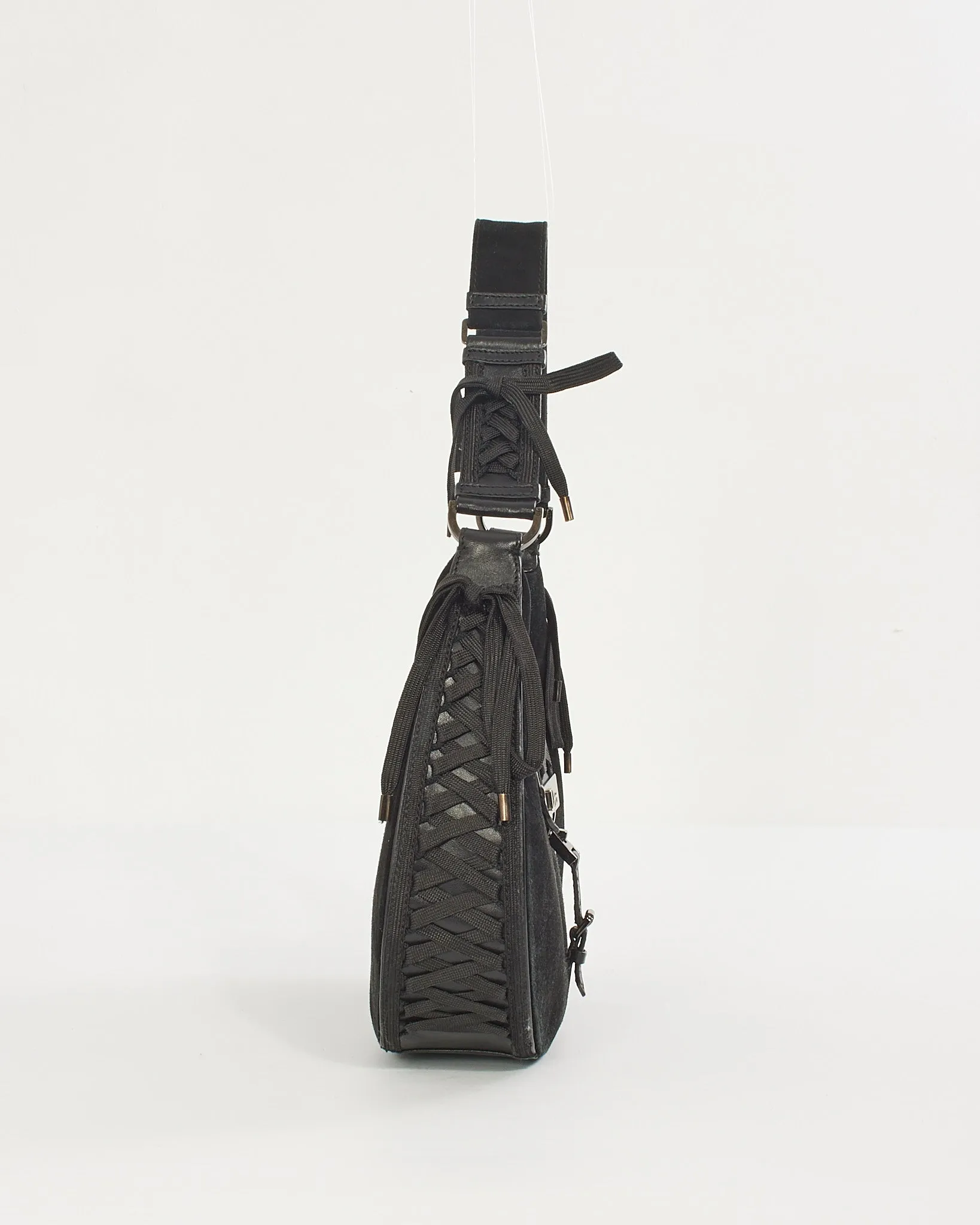 Dior Black Suede Corset Shoulder Bag