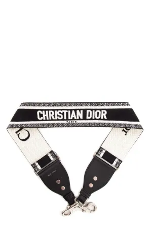 Dior Black/White Woven Wide Logo Strap