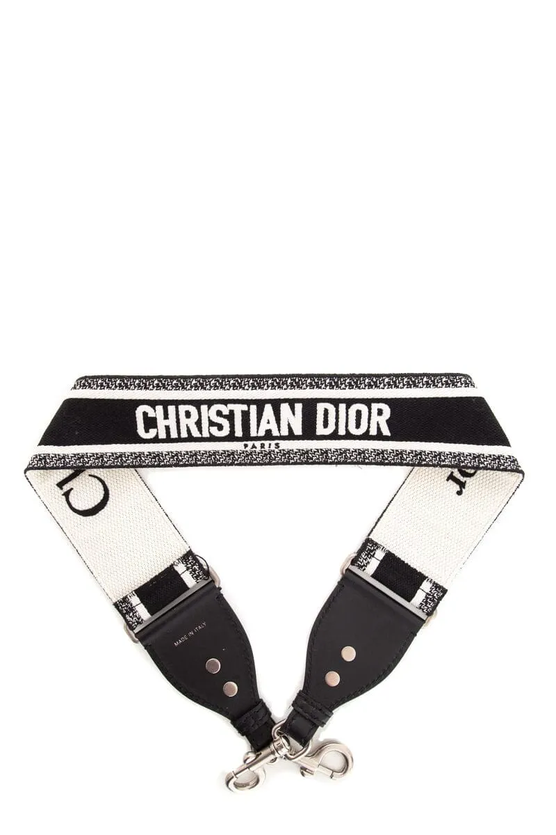 Dior Black/White Woven Wide Logo Strap